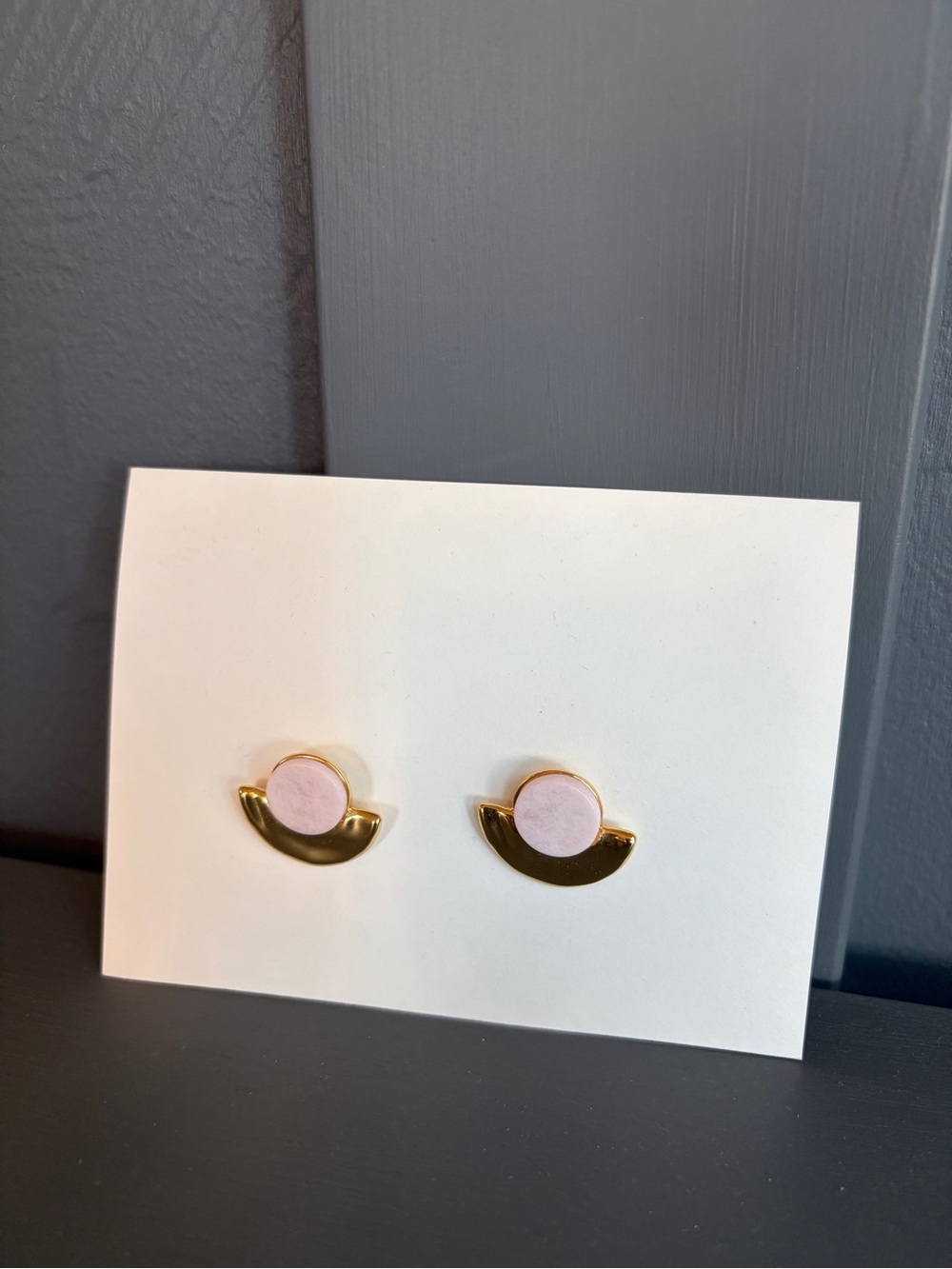 J.Crew Gold & Light Pink Semi-Circle Stud Earrings - Women Jewelry
